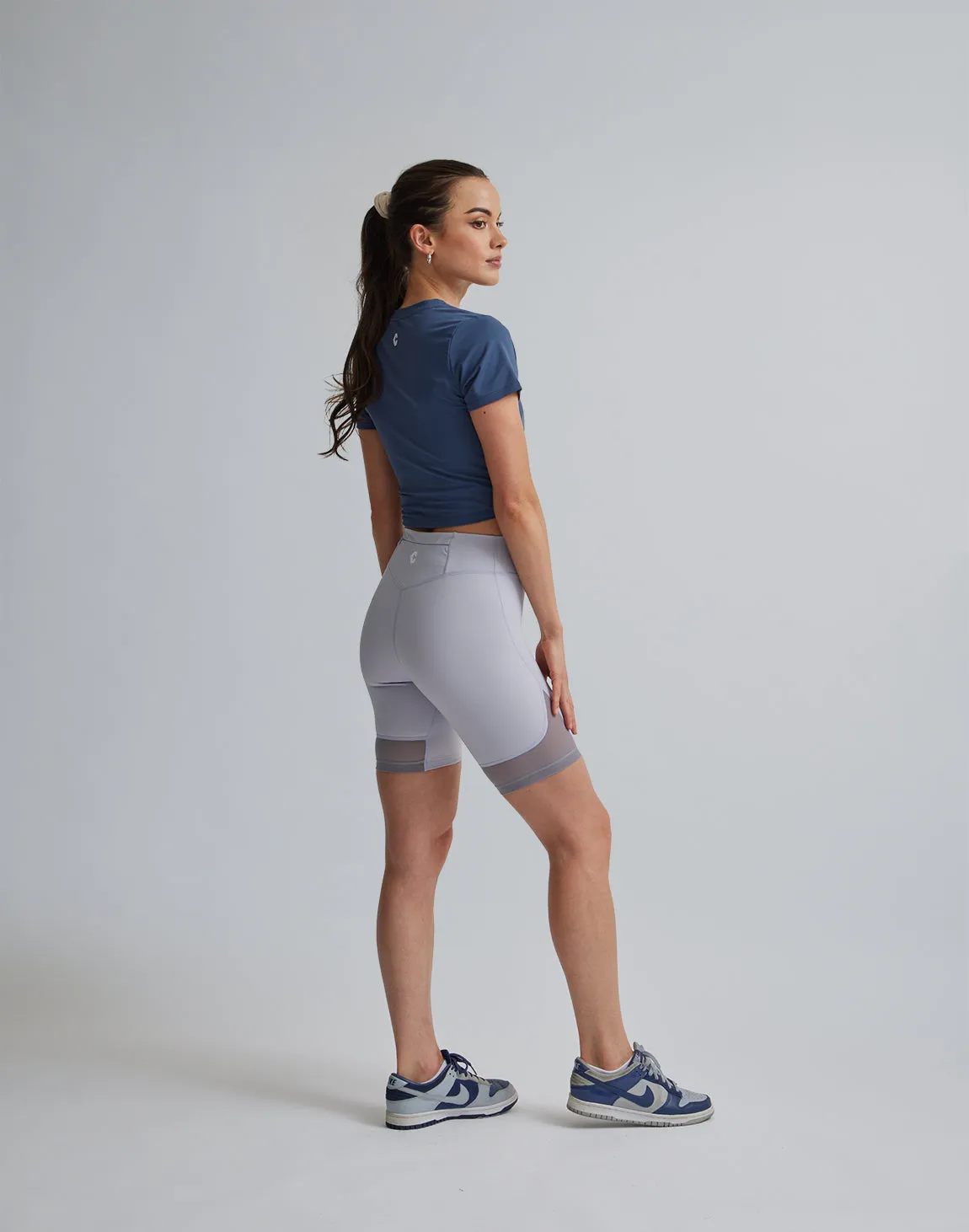 CRONOS WOMEN SPORTS MESH SHORT LEGGINGS【GRAY】