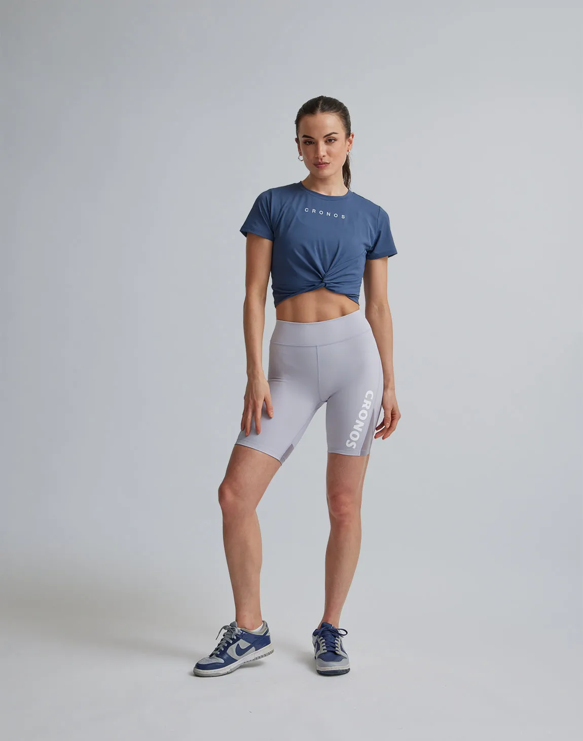 CRONOS WOMEN SPORTS MESH SHORT LEGGINGS【GRAY】