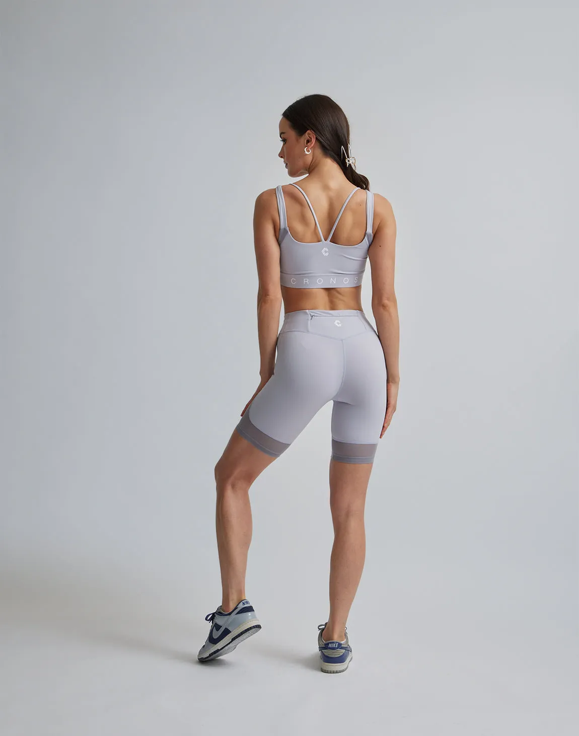 CRONOS WOMEN SPORTS MESH SHORT LEGGINGS【GRAY】