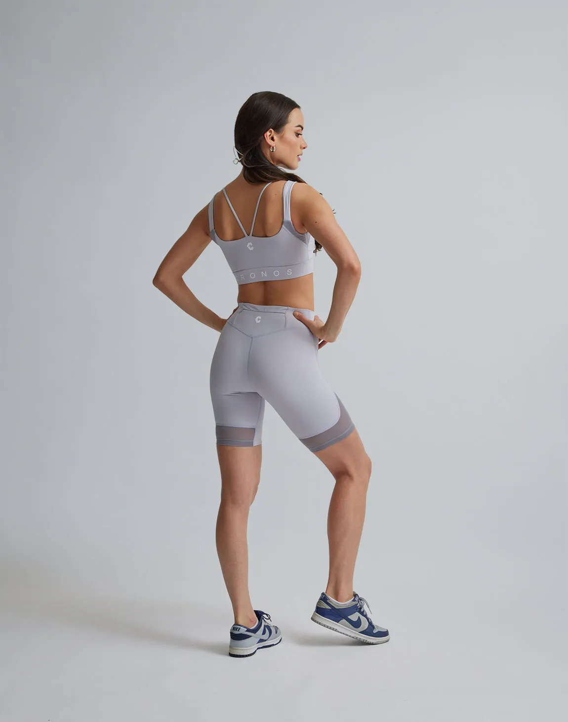 CRONOS WOMEN SPORTS MESH SHORT LEGGINGS【GRAY】