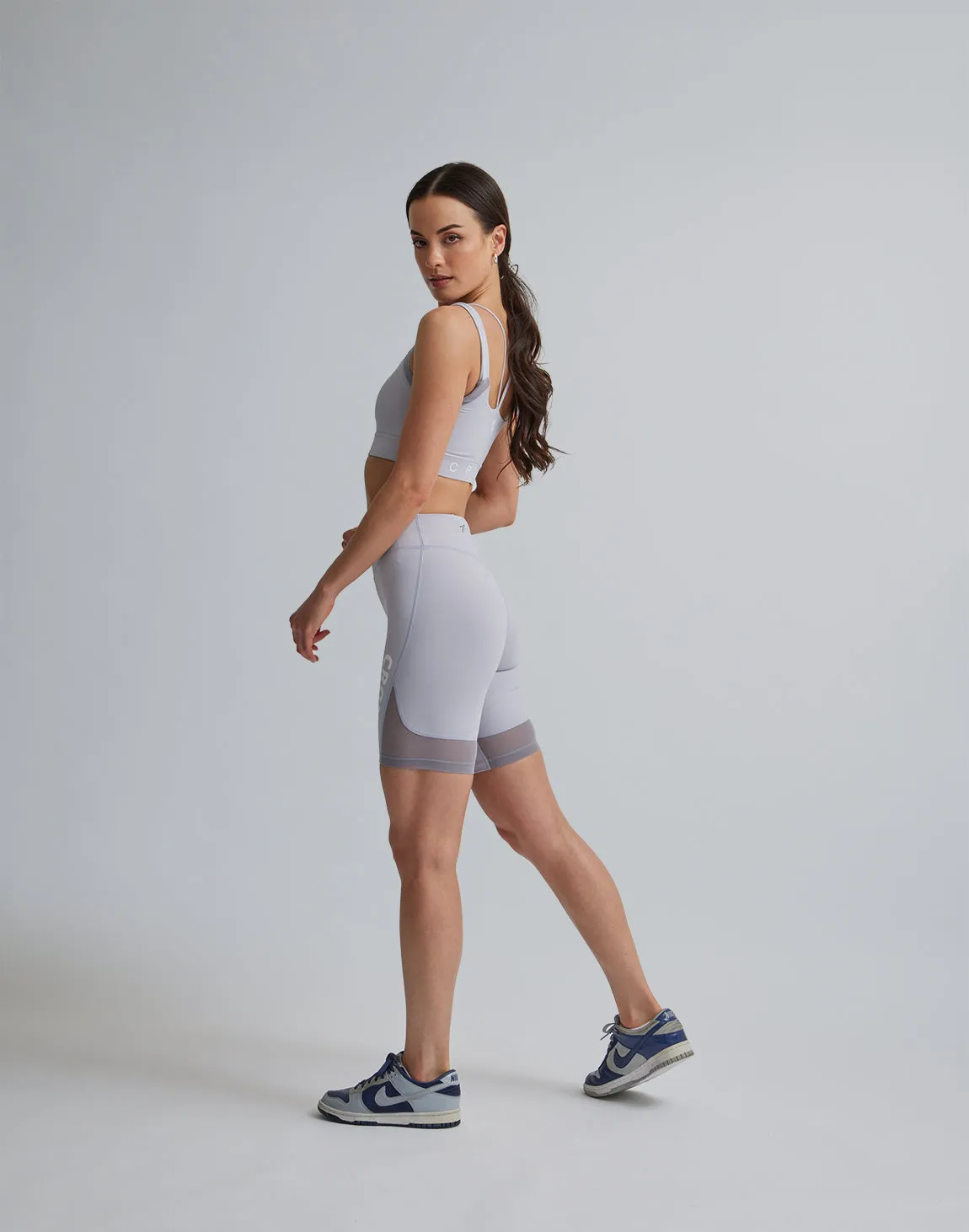 CRONOS WOMEN SPORTS MESH SHORT LEGGINGS【GRAY】
