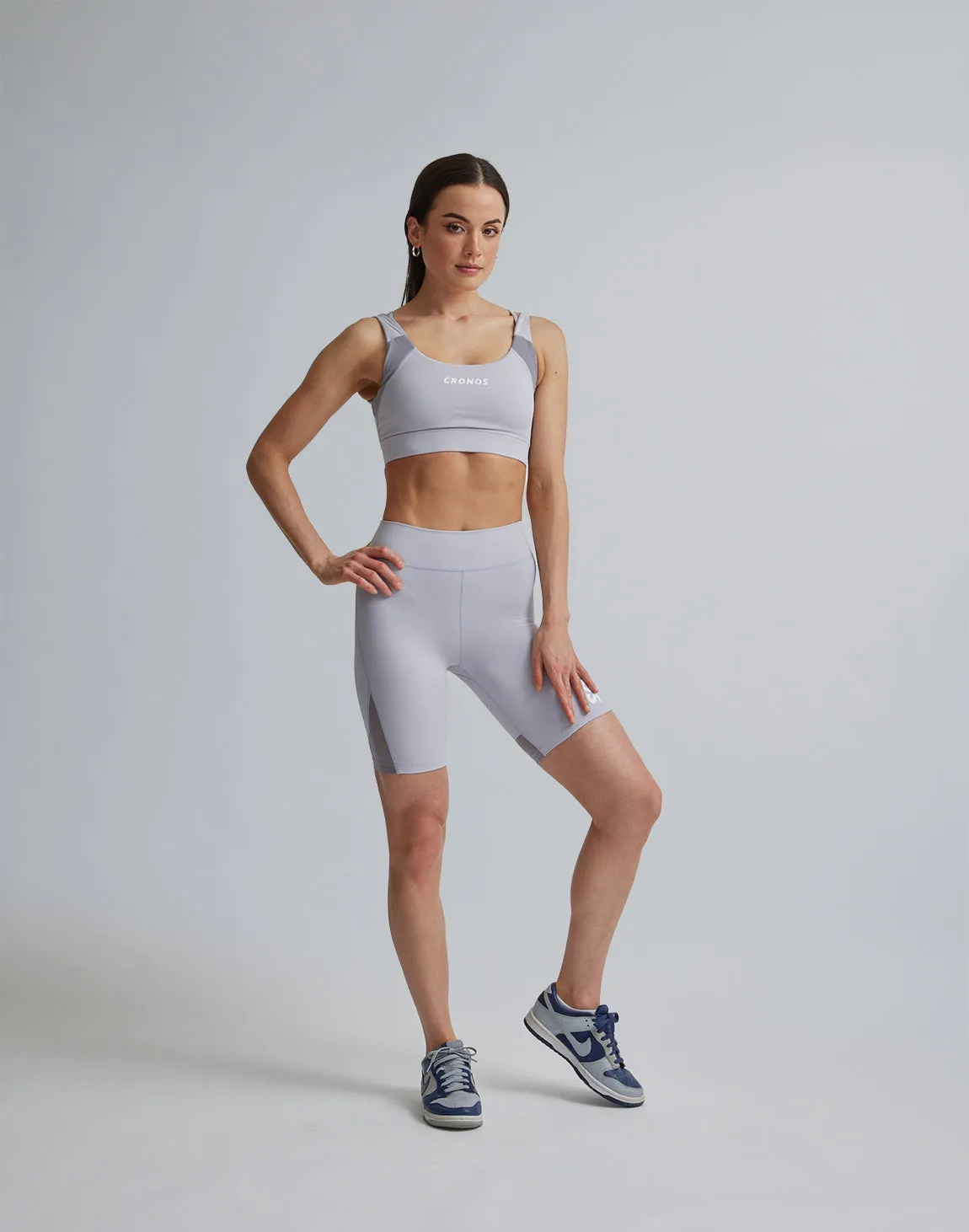 CRONOS WOMEN SPORTS MESH SHORT LEGGINGS【GRAY】