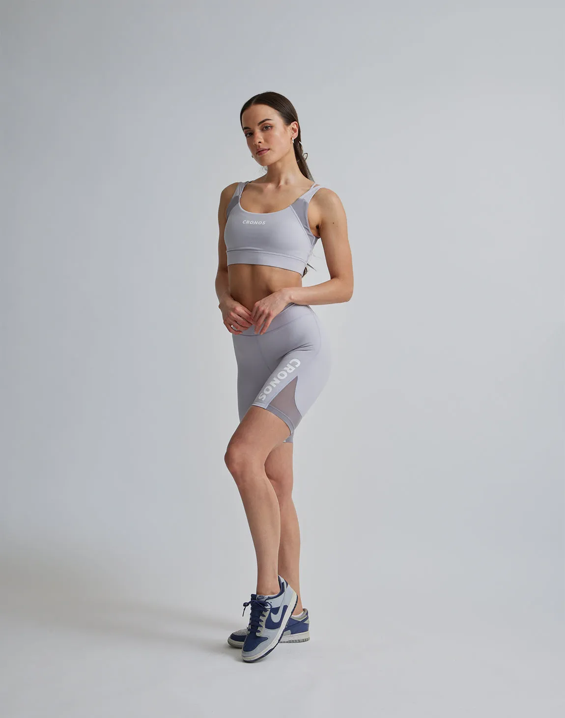 CRONOS WOMEN SPORTS MESH SHORT LEGGINGS【GRAY】