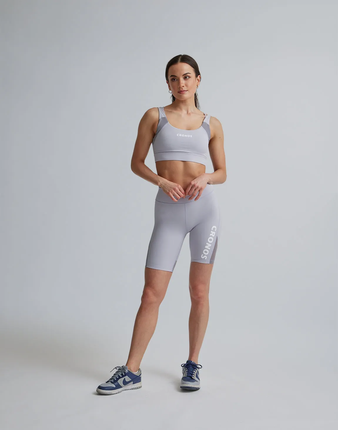CRONOS WOMEN SPORTS MESH SHORT LEGGINGS【GRAY】