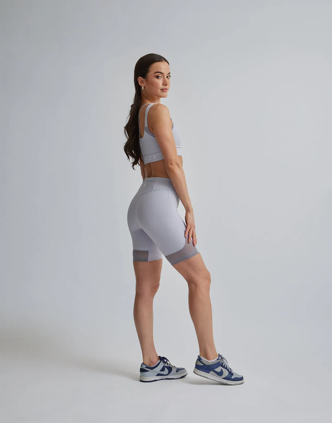 CRONOS WOMEN SPORTS MESH SHORT LEGGINGS【GRAY】