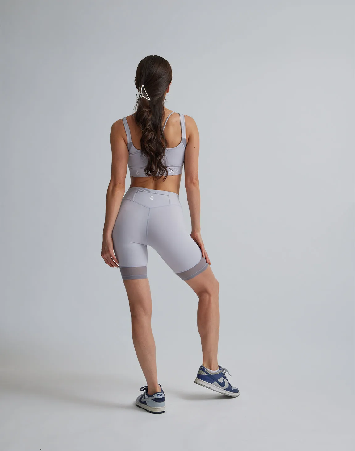 CRONOS WOMEN SPORTS MESH SHORT LEGGINGS【GRAY】