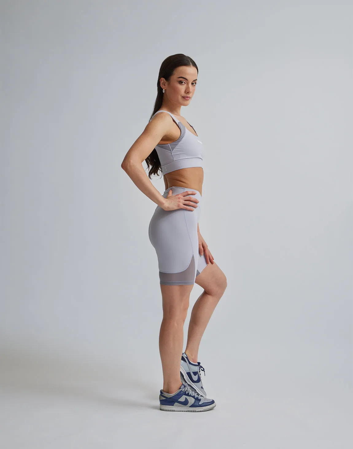 CRONOS WOMEN SPORTS MESH SHORT LEGGINGS【GRAY】