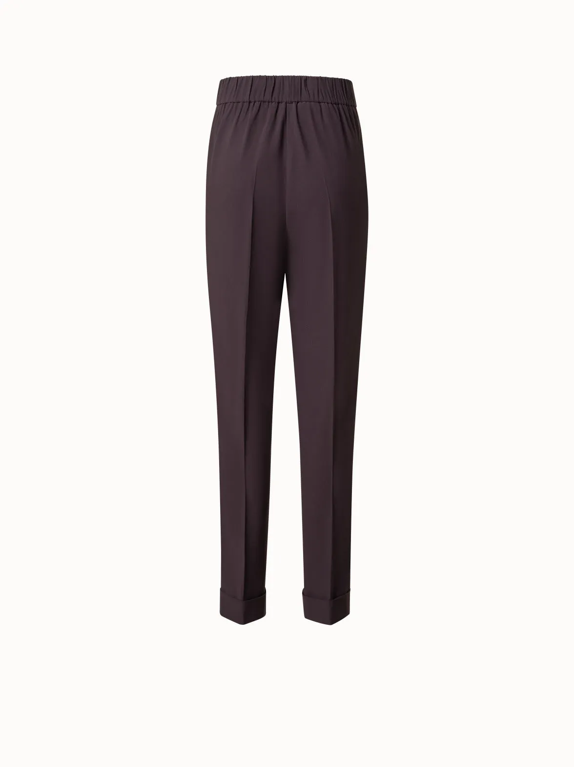Cuffed Tapered Crêpe Pants
