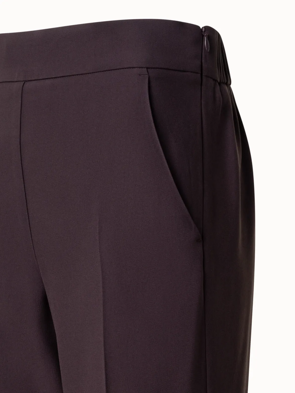 Cuffed Tapered Crêpe Pants
