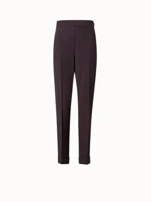 Cuffed Tapered Crêpe Pants
