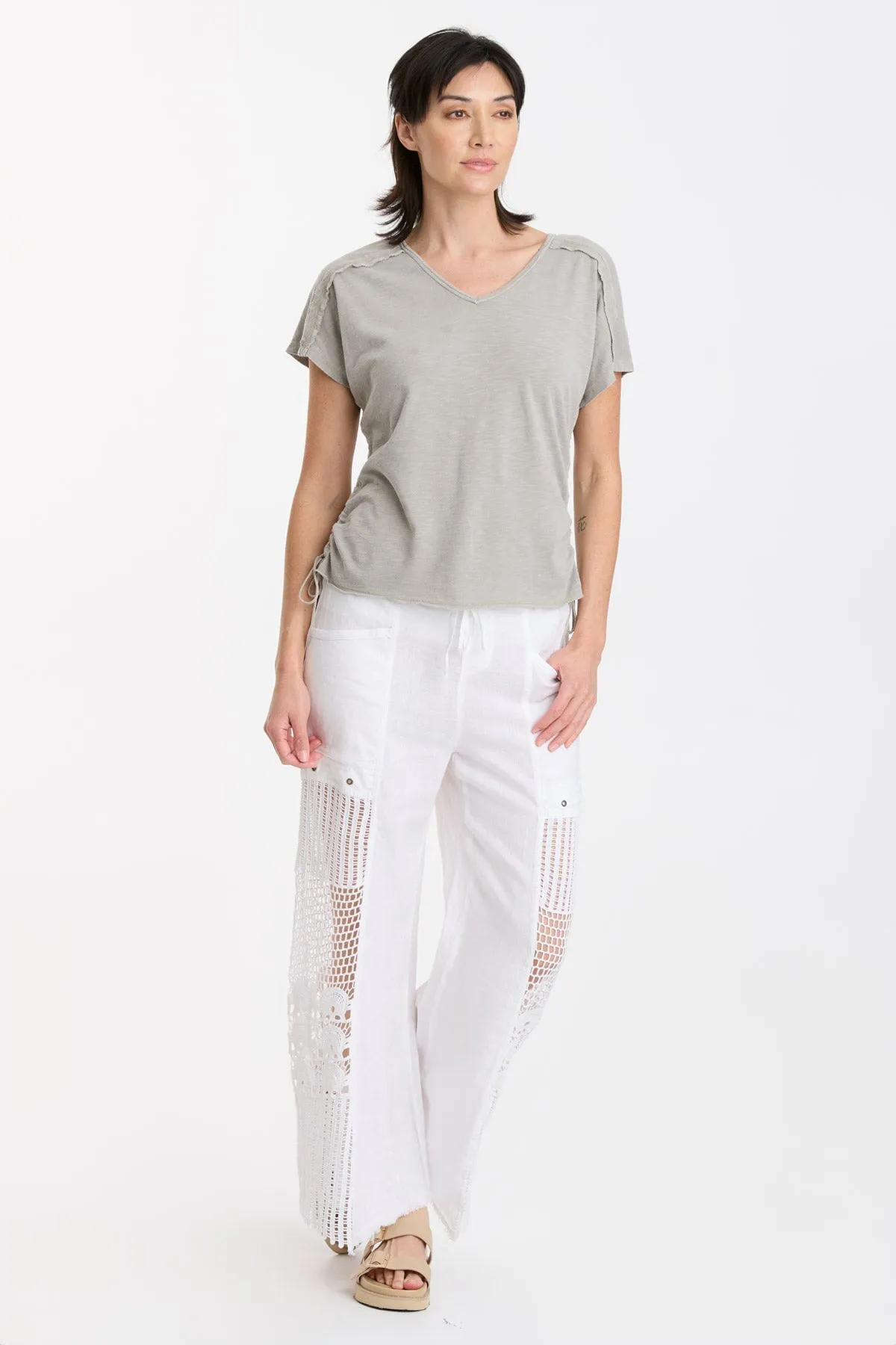 Diggory Cinched Cord V-Neck Jersey Tee