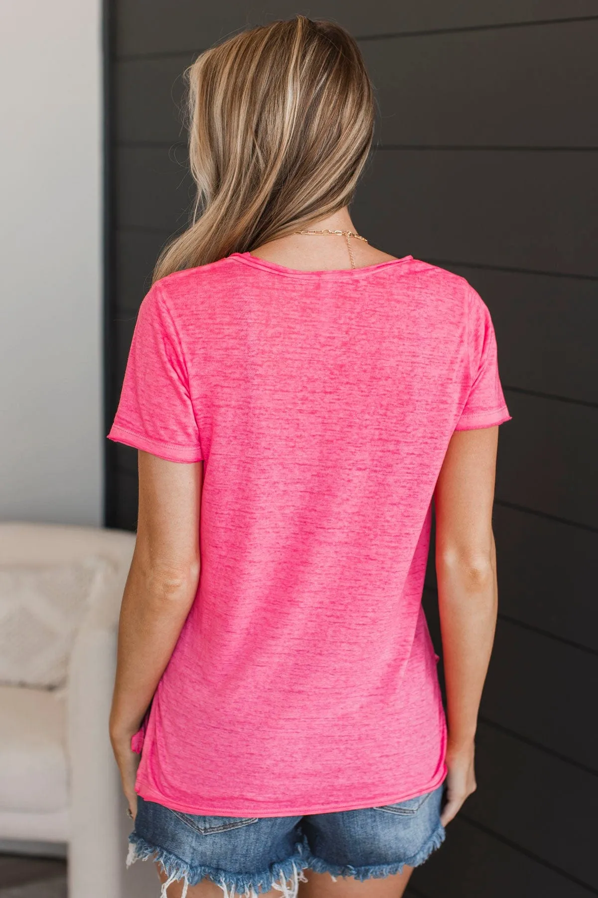 Don't Play Games V-Neck Top- Pink
