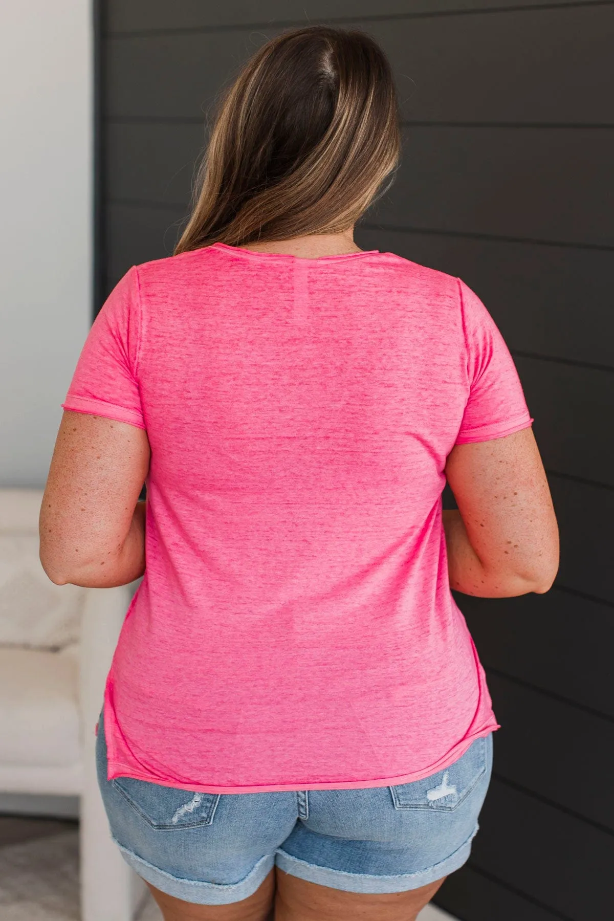 Don't Play Games V-Neck Top- Pink