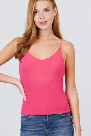 Double V-neck 2 Ply Rib Knit Cami Top