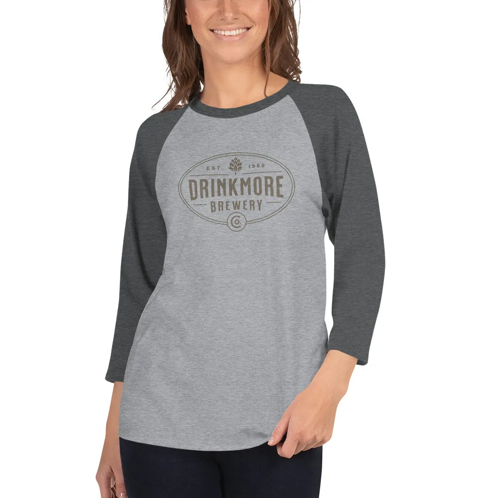 Drinkmore Brewery 3/4 sleeve raglan shirt for men or women