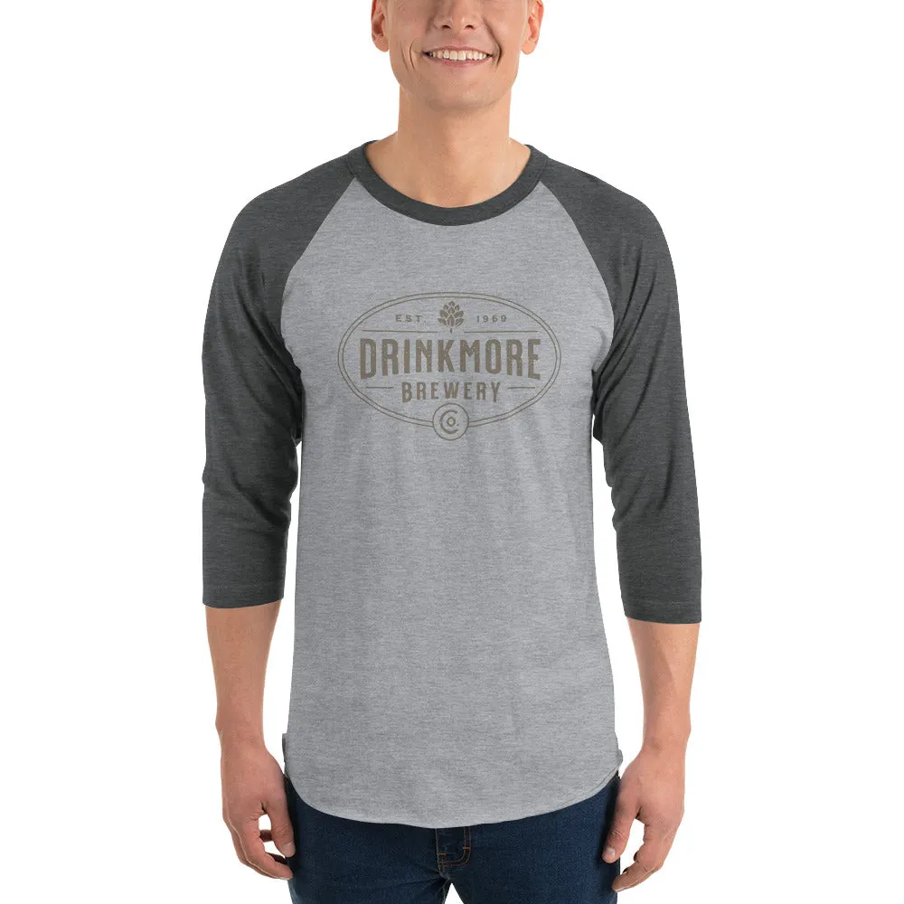 Drinkmore Brewery 3/4 sleeve raglan shirt for men or women