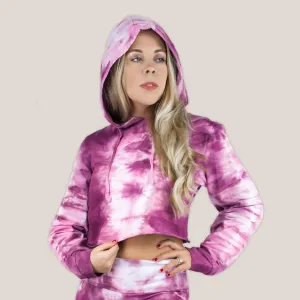 Dusty Rose Tie Dye Hoodie Crop Top