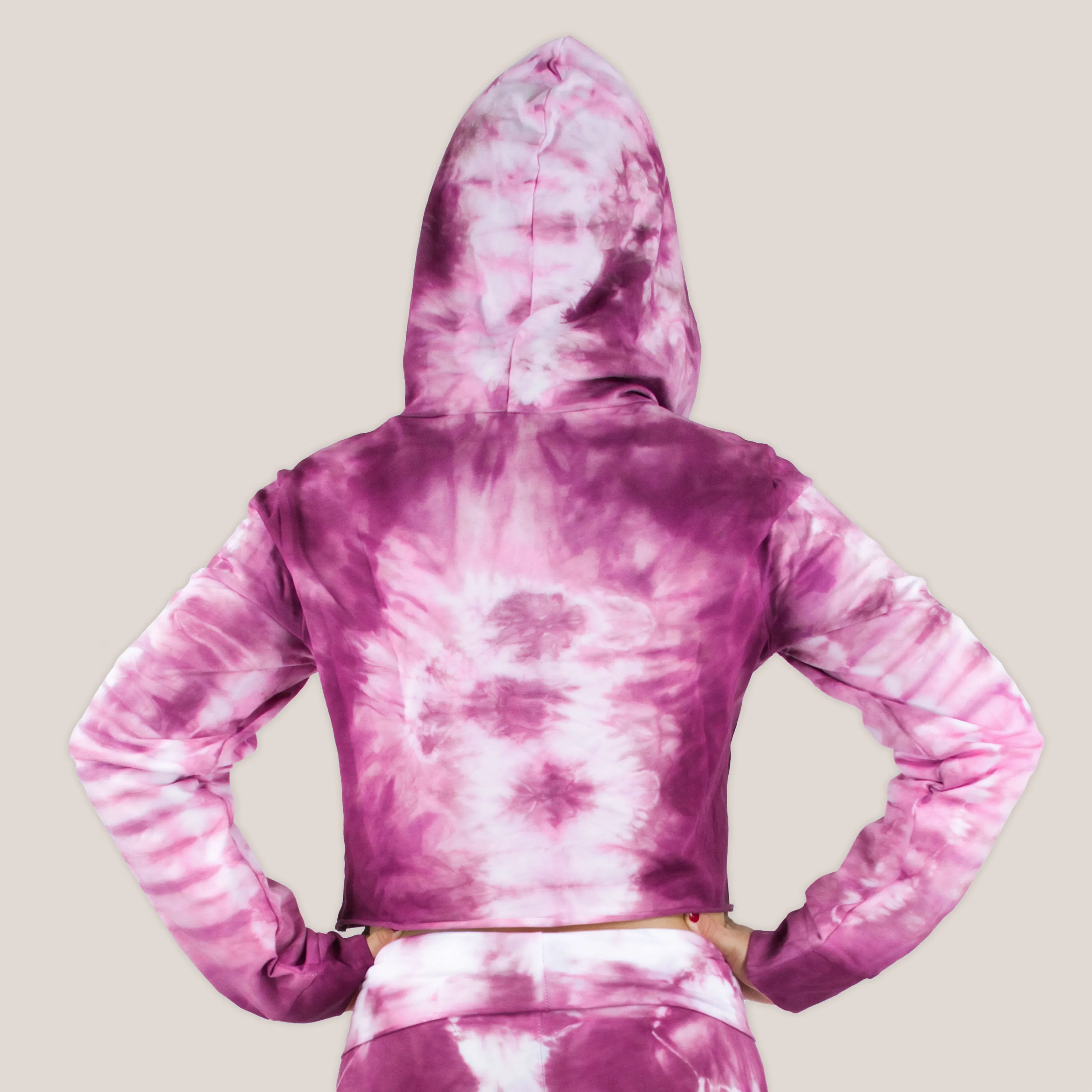 Dusty Rose Tie Dye Hoodie Crop Top