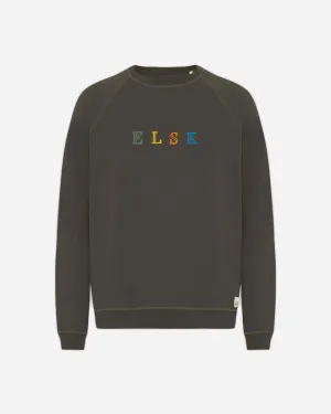 ELSK® PURE STROKE EMB TVÆRS MEN'S CREWNECK - PIRATE BLACK