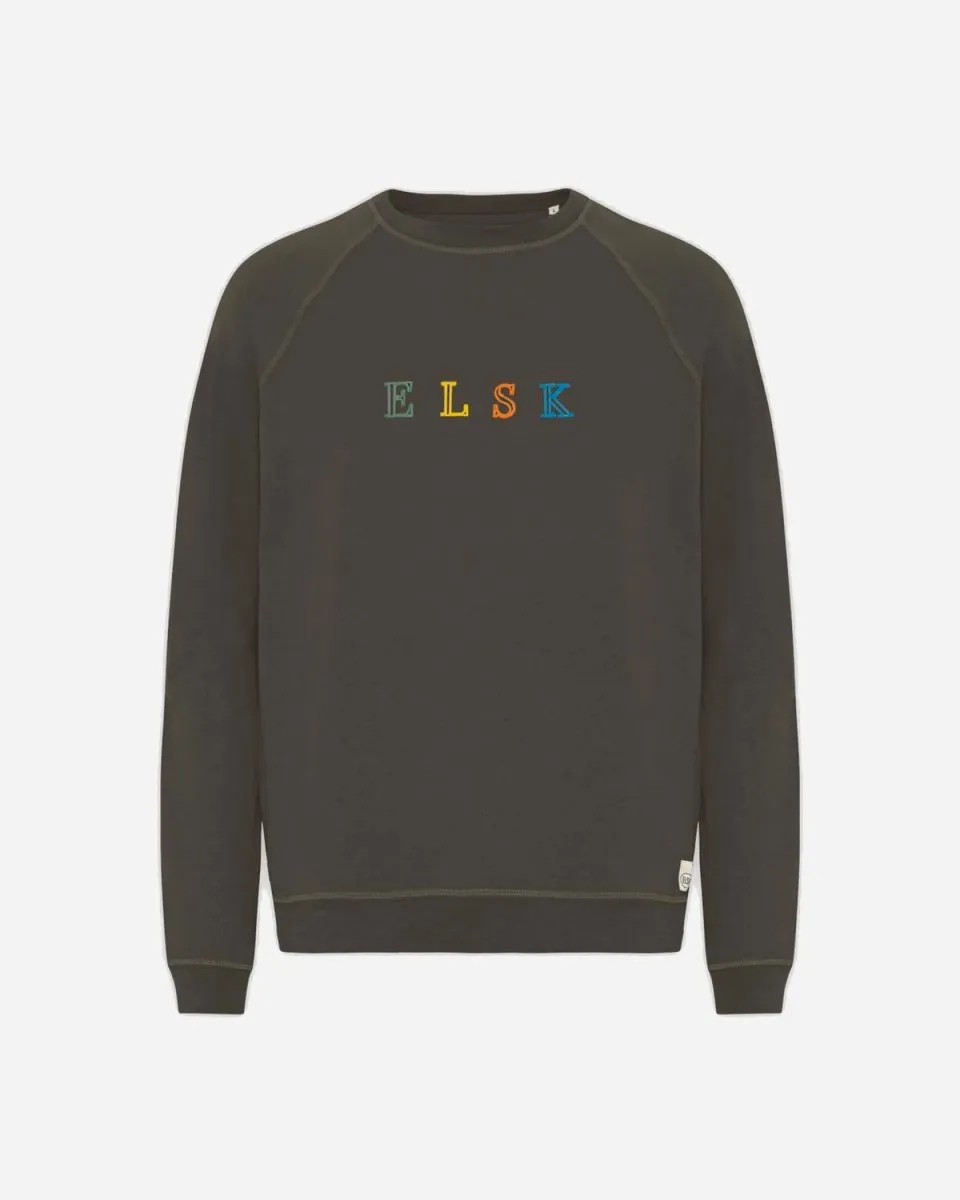 ELSK® PURE STROKE EMB TVÆRS MEN'S CREWNECK - PIRATE BLACK