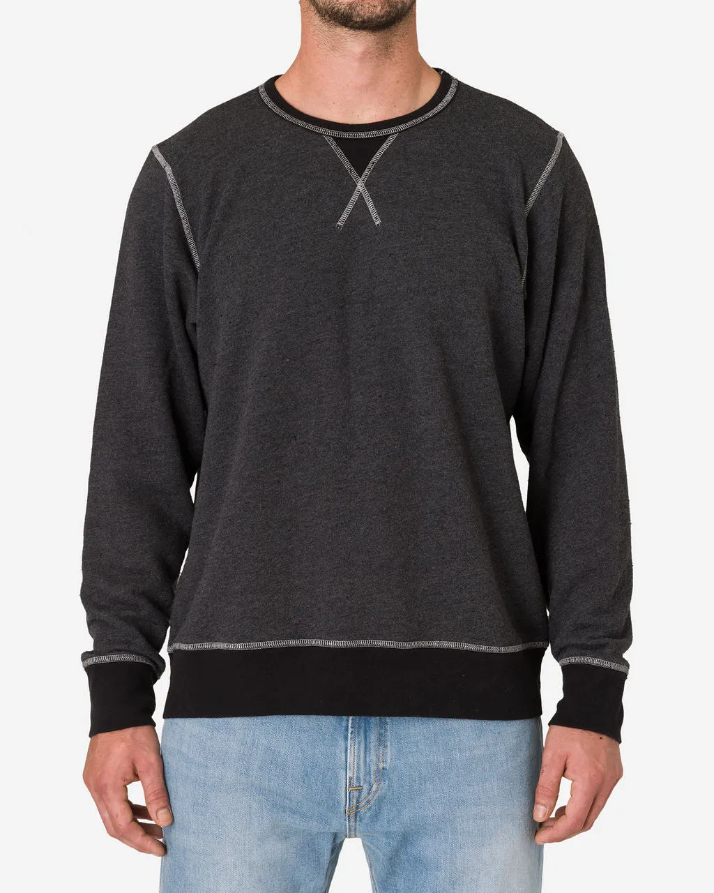 French Terry Vintage Soft Crewneck Sweatshirt - Charcoal Heather