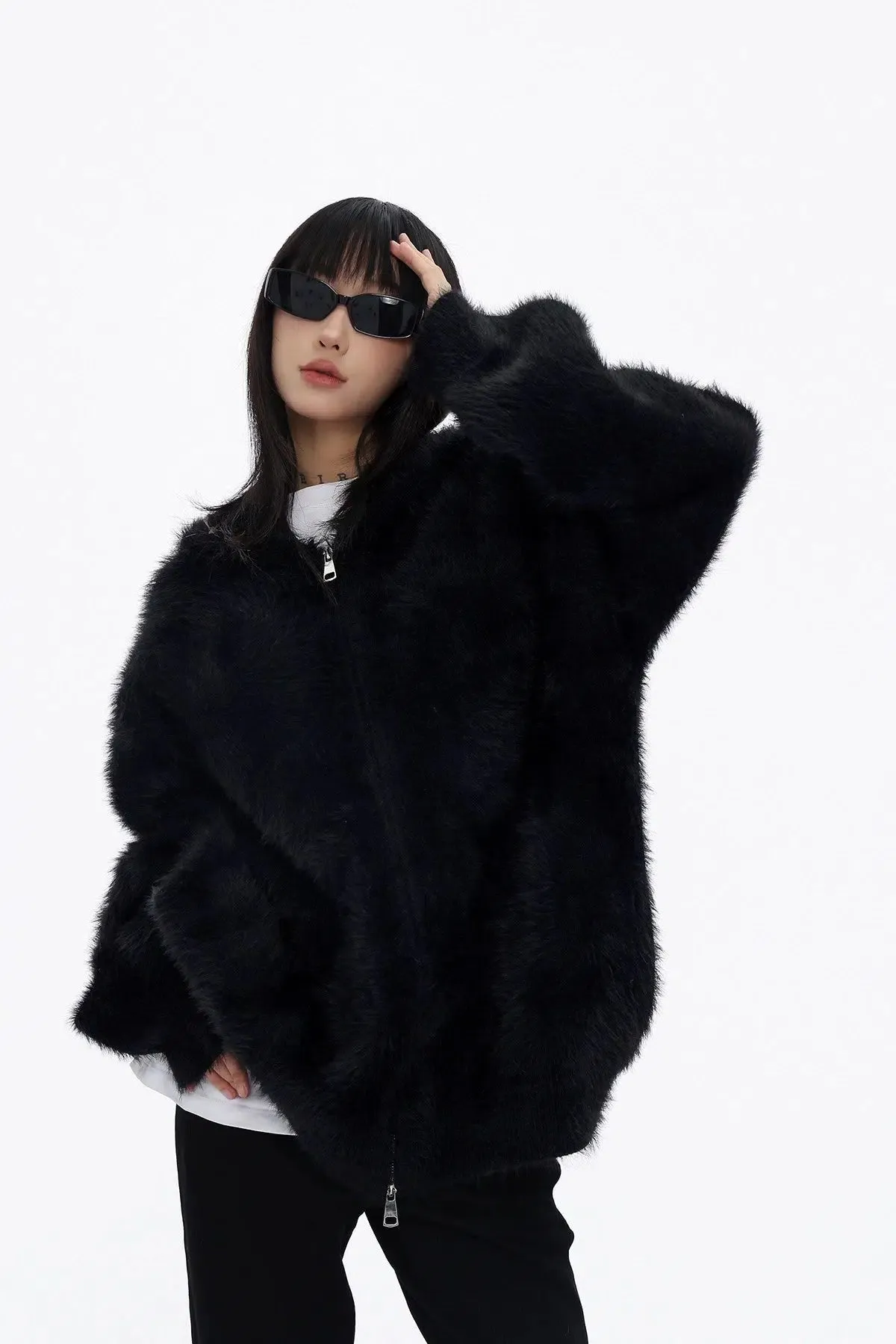 Fuzzy Hooded Sweatshirt