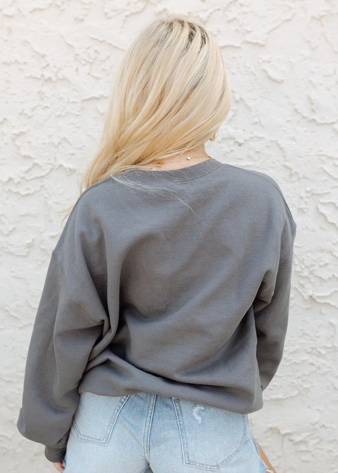 Game Day Colorful Patch Dark Grey Crewneck