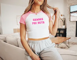 Gamma Phi Beta Short Sleeve Crop Raglan