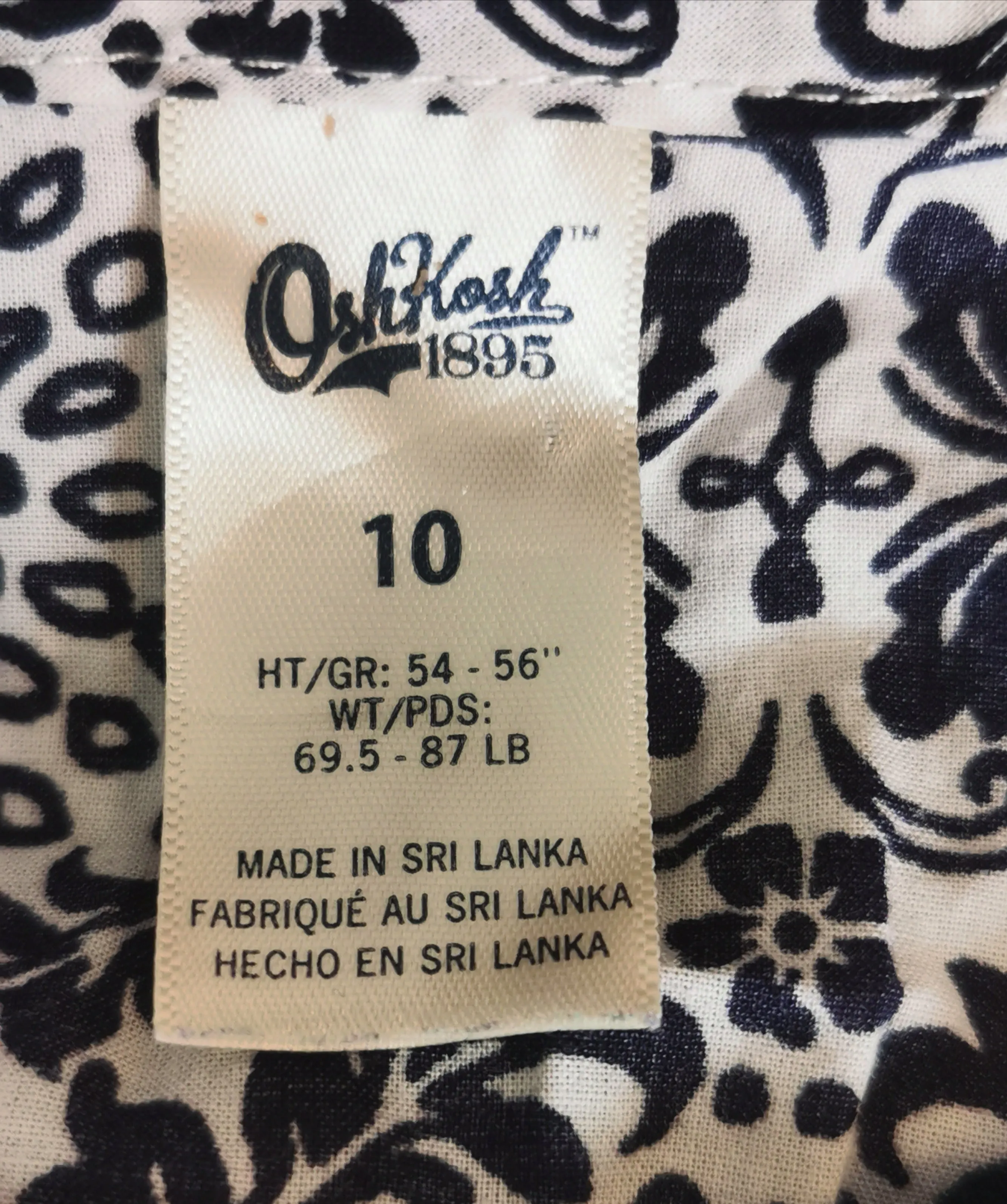 GIRL SIZE 10 YEARS - OSHKOSH, Dress Shirt EUC B42
