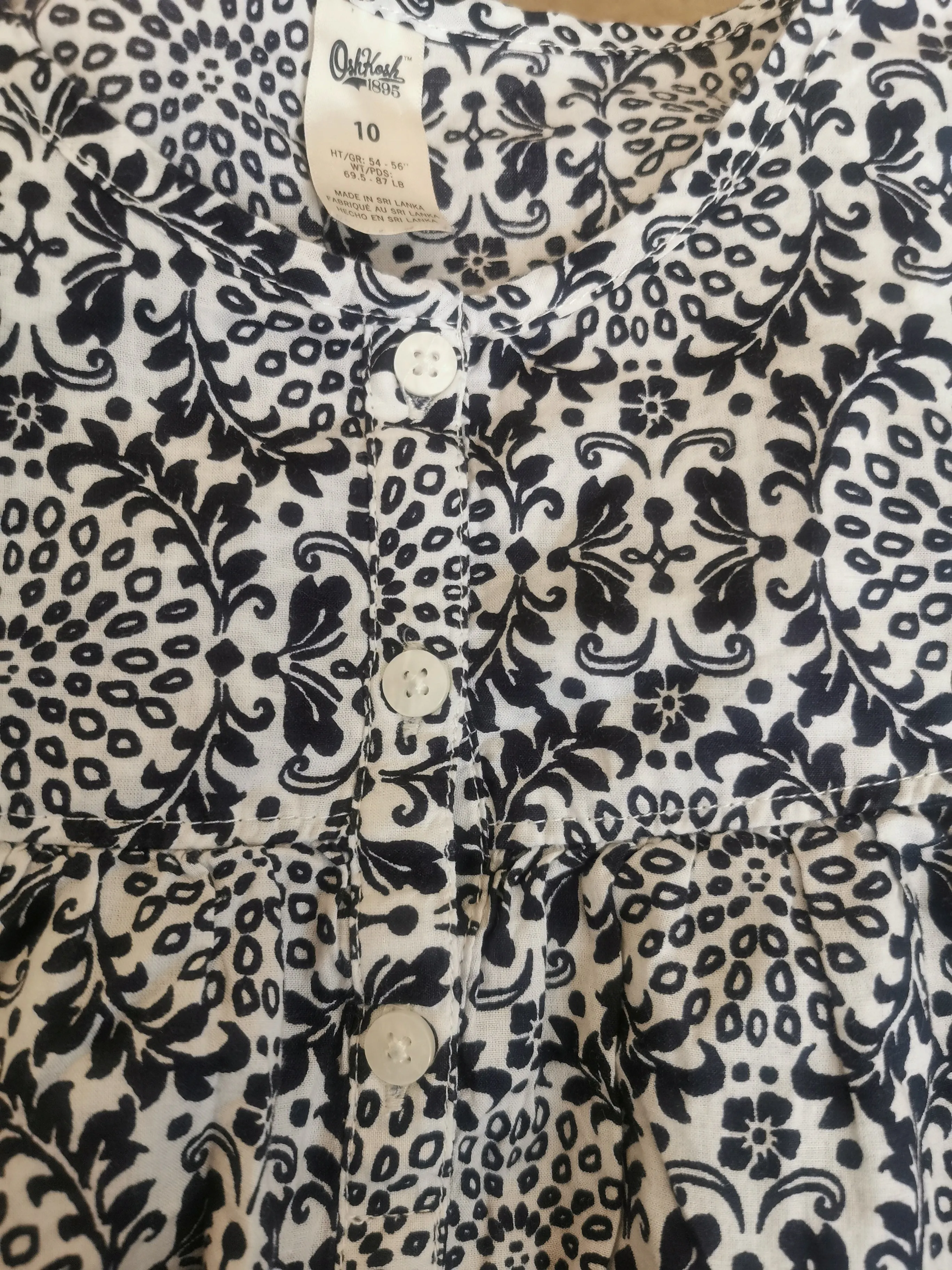 GIRL SIZE 10 YEARS - OSHKOSH, Dress Shirt EUC B42