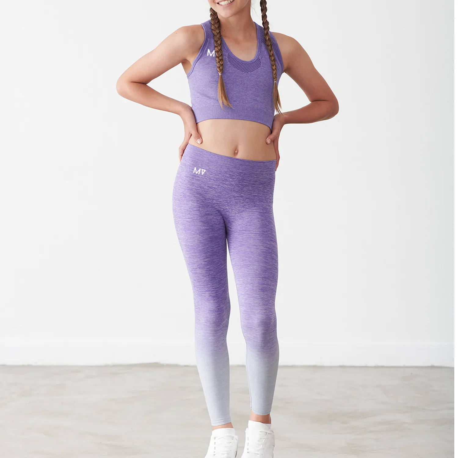 Girls MV Lilac Legging & Crop Top Sports Set
