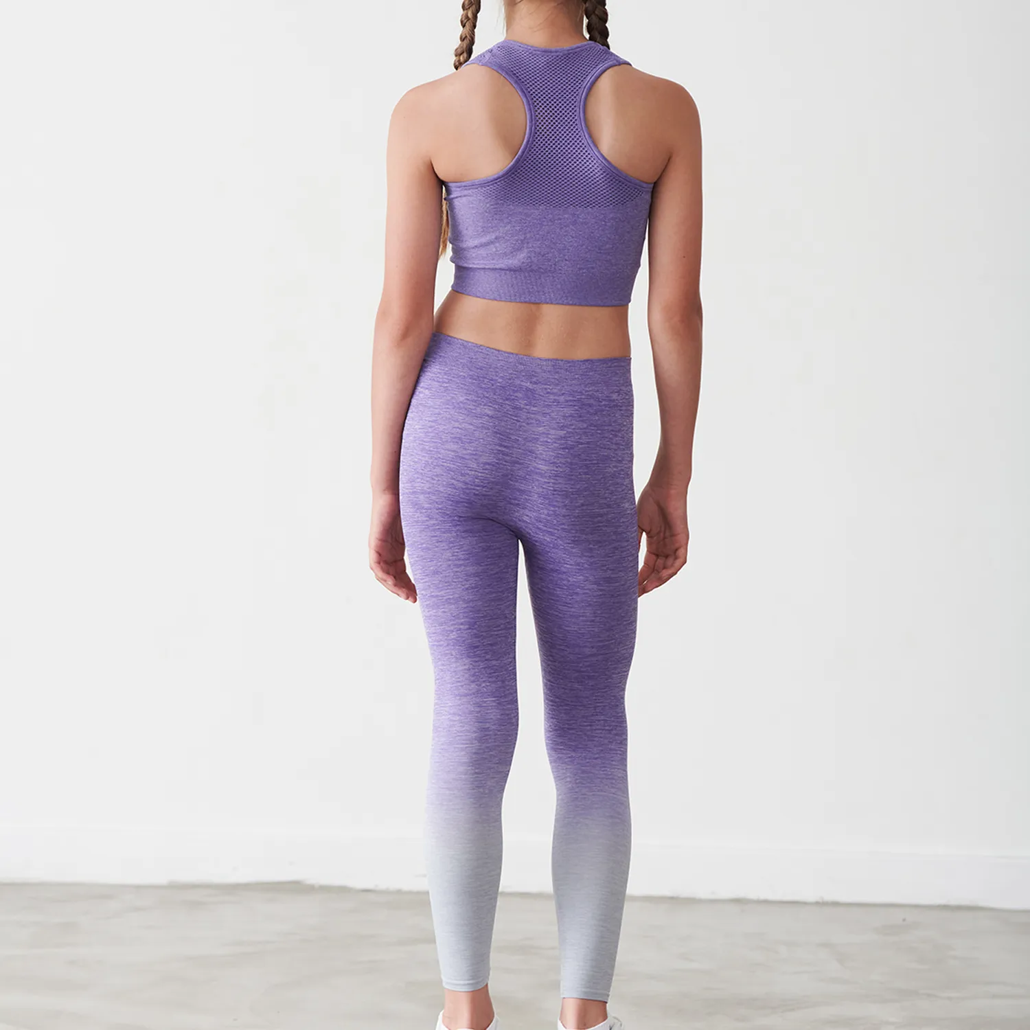 Girls MV Lilac Legging & Crop Top Sports Set