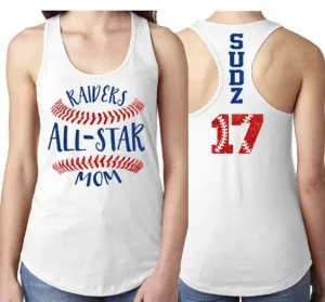 Glitter All-star Baseball Tank Top | Custom AllStar Tank | Customize Colors, Team Name, Name, & Number | Softball Bling | Baseball Bling