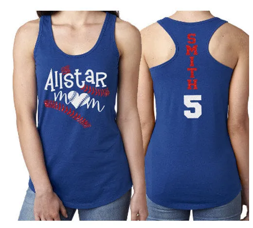 Glitter Allstar Baseball Mom Tank Top | All-Star Tank Top | Customize Your Colors
