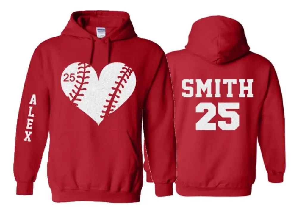 Glitter Baseball Hoodie | Customize with your Team & Colors | Adult or Youth Sizes