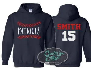 Glitter Baseball Hoodie | Customize with your Team & Colors | Adult or Youth Sizes
