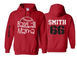 Glitter Baseball Mama Hoodie | Baseball Hoodie | Baseball Spirit Wear | Customize with your Colors