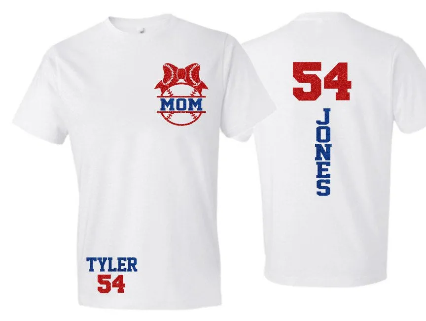 Glitter Baseball Shirt | Baseball Mom Shirt | Short Sleeve Baseball Shirt | Customize Colors