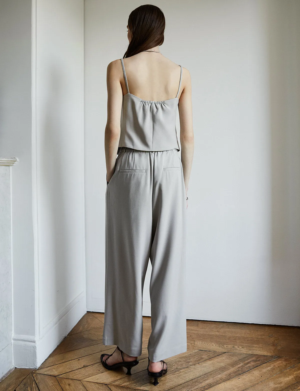 Grey Pleated Pants-BESTSELLER
