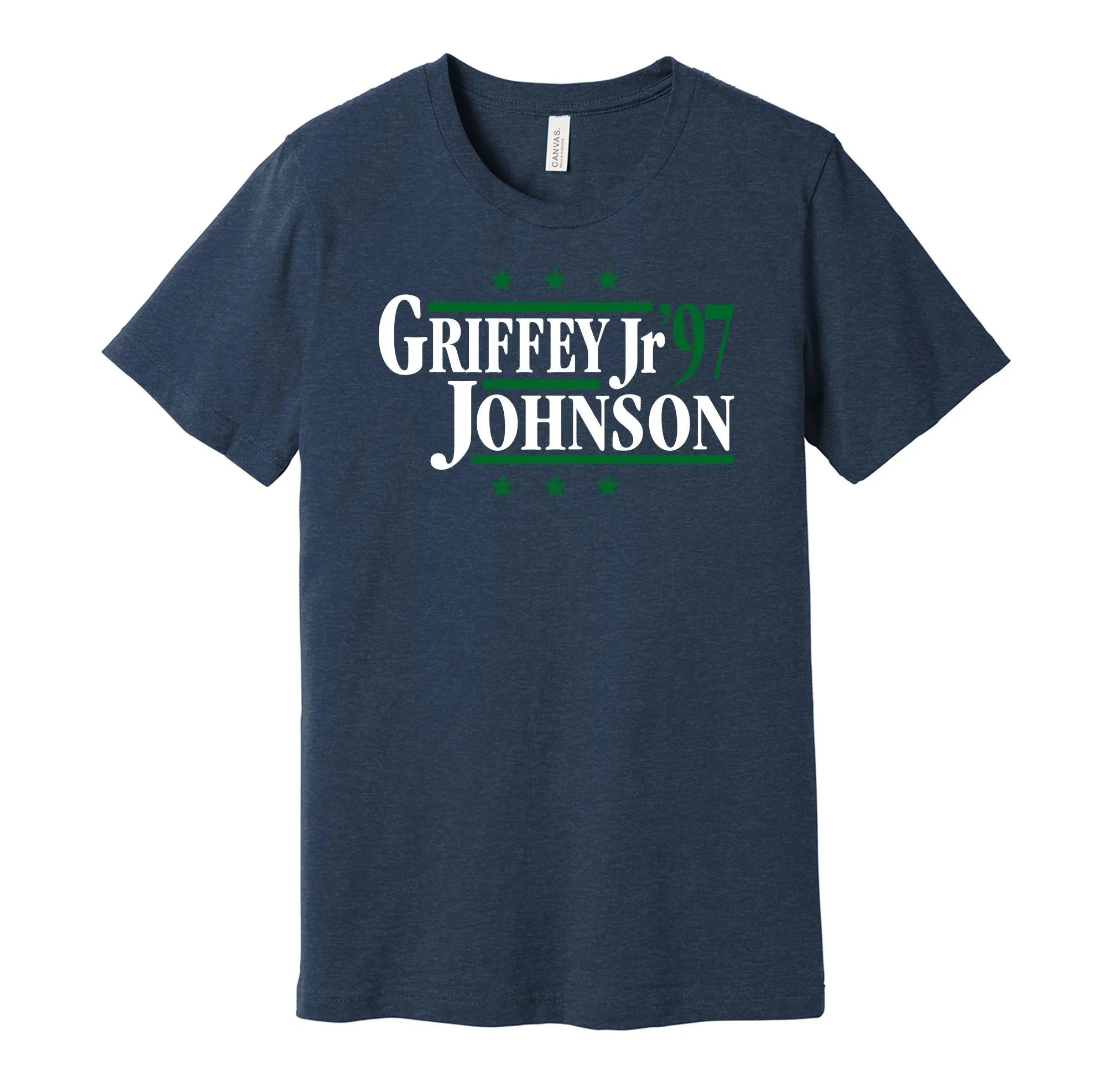 Griffey Jr & Johnson '97 - Seattle Baseball Legends Political Campaign Parody T-Shirt - Hyper Than Hype Shirts