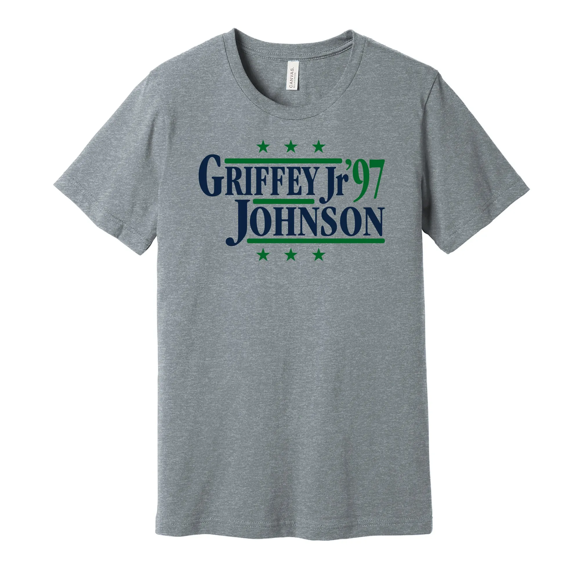 Griffey Jr & Johnson '97 - Seattle Baseball Legends Political Campaign Parody T-Shirt - Hyper Than Hype Shirts