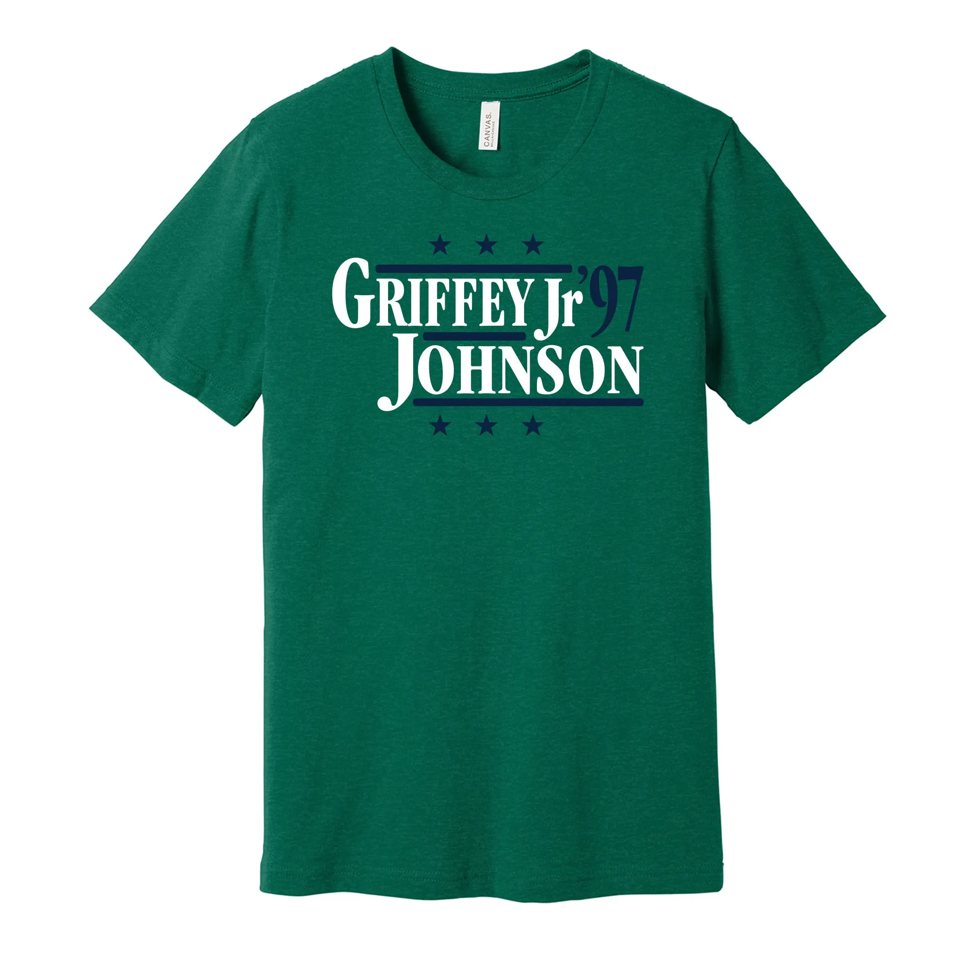 Griffey Jr & Johnson '97 - Seattle Baseball Legends Political Campaign Parody T-Shirt - Hyper Than Hype Shirts