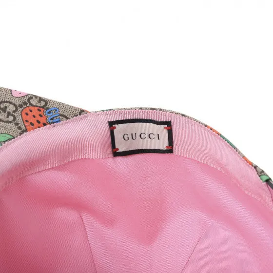 Gucci GG Supreme Monogram Strawberry Baseball Hat in Beige