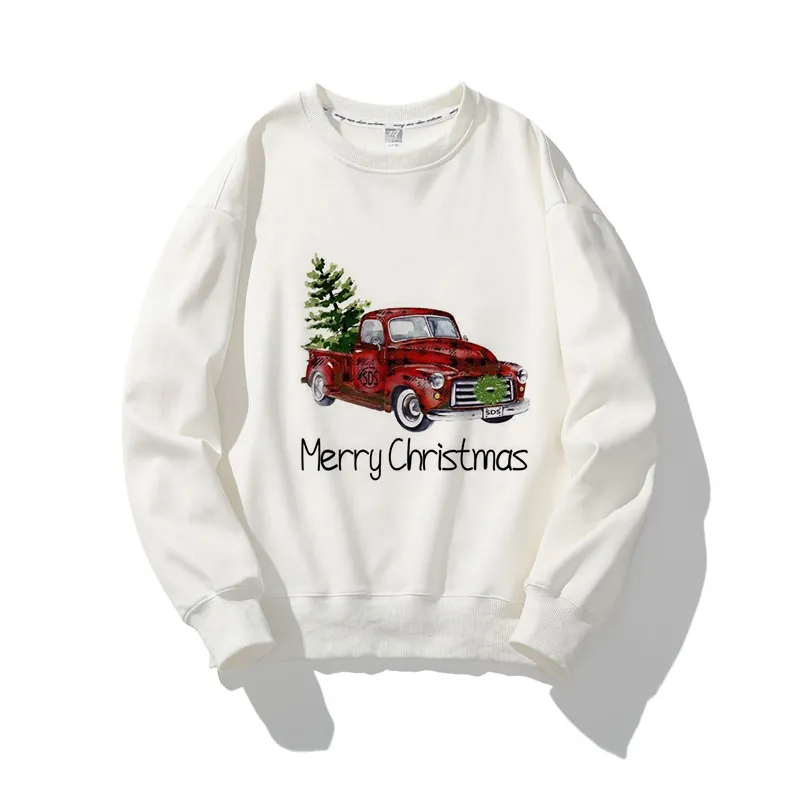 Happy 2021 Christmas O-Neck White Sweater I