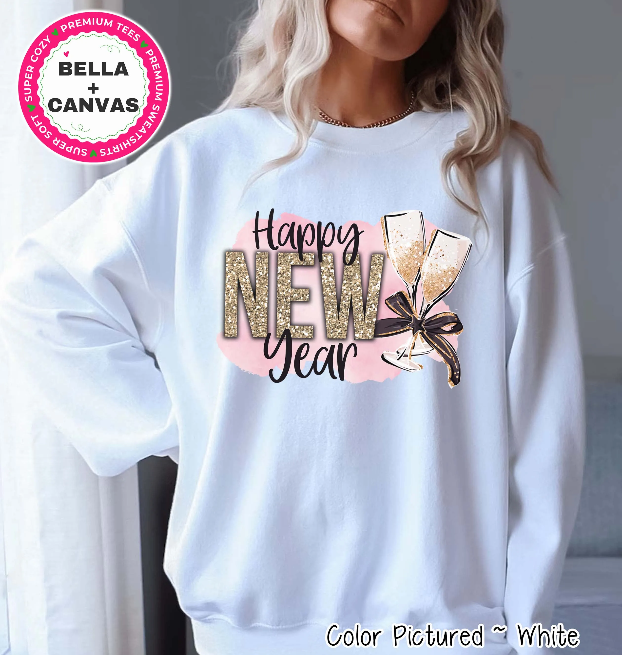 Happy New Year Champagne Glasses Tee or Sweatshirt