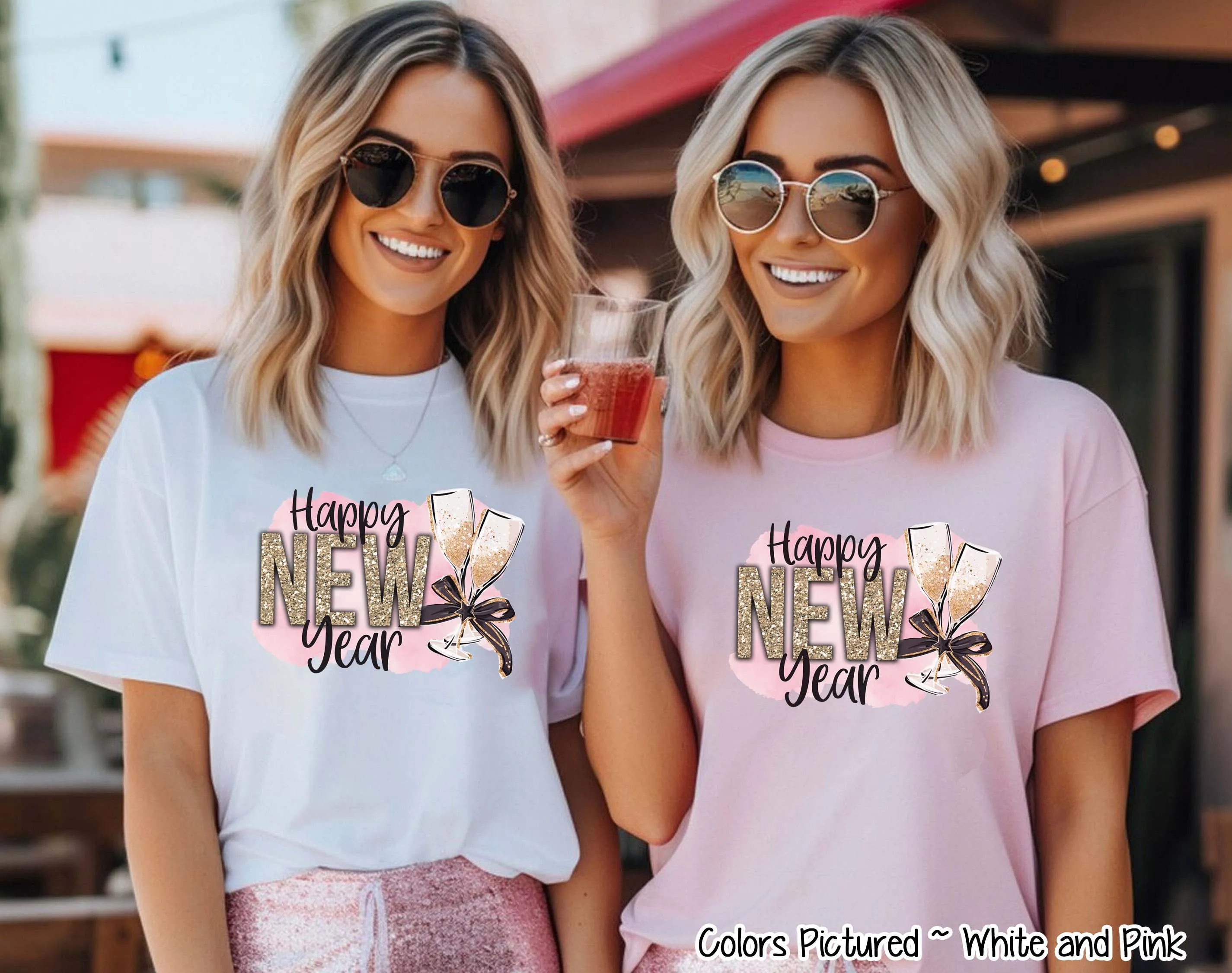Happy New Year Champagne Glasses Tee or Sweatshirt