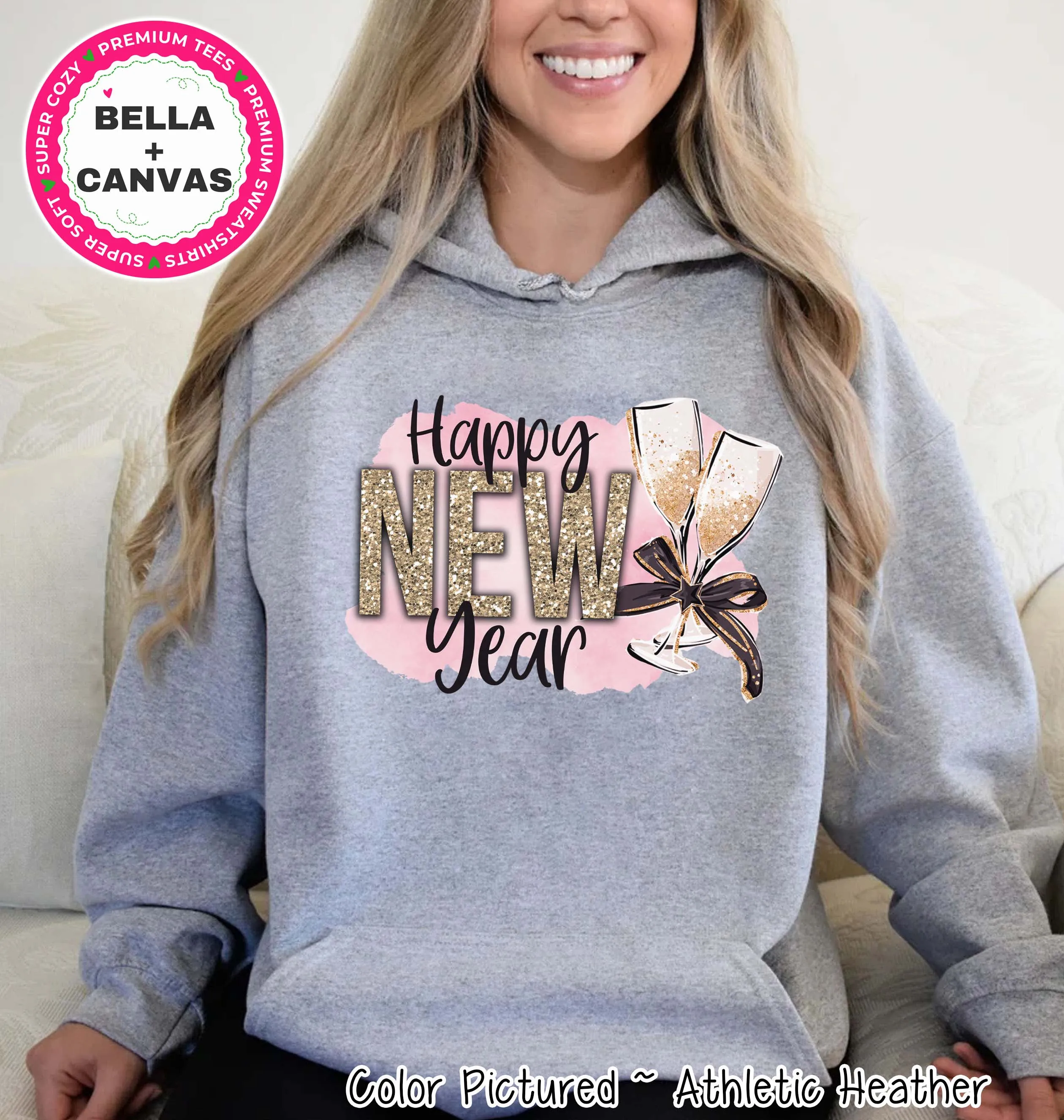 Happy New Year Champagne Glasses Tee or Sweatshirt