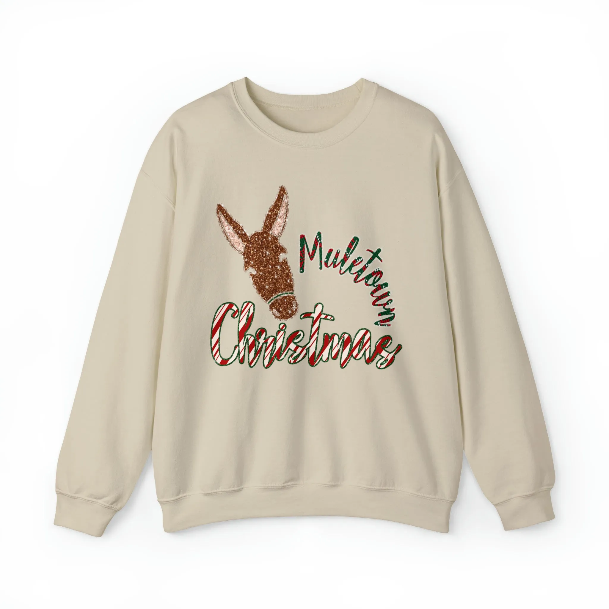 Hazel Blues® |  Muletown Christmas Faux Glitter Graphic Sweatshirt