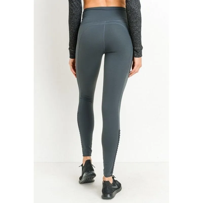 Highwaist Zipper Pocket Moto Mesh Full Leggings