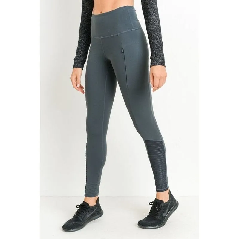 Highwaist Zipper Pocket Moto Mesh Full Leggings